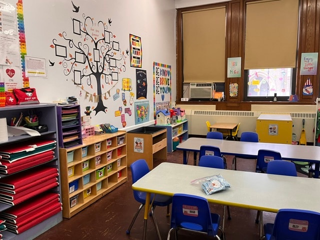 Curé of Ars classroom with family tree mural